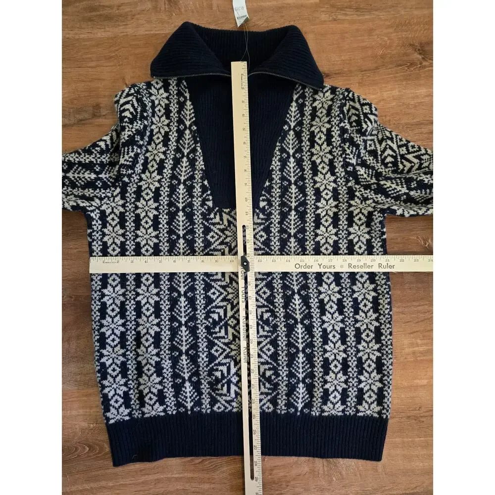 J.crew sweater Fair Isle lambswool half-zip sweater NWT NEW deep navy beachwood - Picture 5 of 5